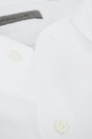 Camicia in Cotone Herringbone con Collo Francese