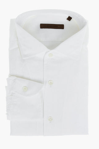 ID Camicia in Misto Lino con Collo Francese