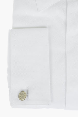 Cufflinked Slim Fit Cotton Shirt with Hidden Buttoning