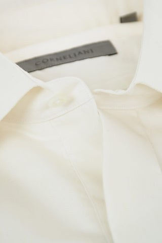Standard Collar Cotton Shirt with Hidden Buttoning