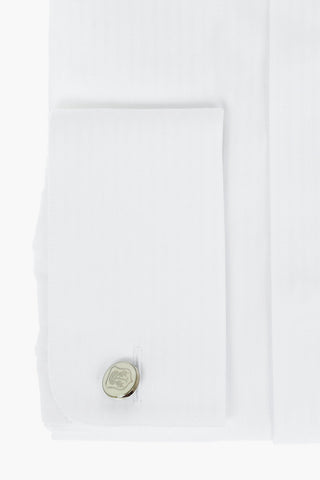 Camicia Slim Fit in Cotone Jacquard con Collo Diplomatico