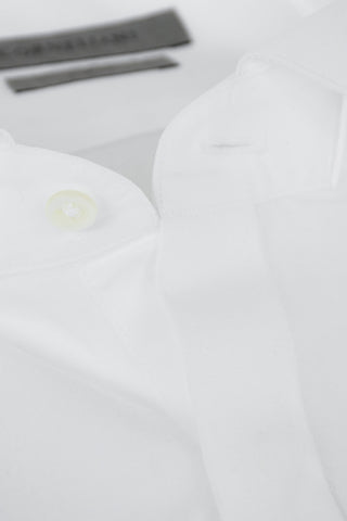 Wing Tip Collar Slim Fit Popeline Cotton Shirt with Hidden Buttoning