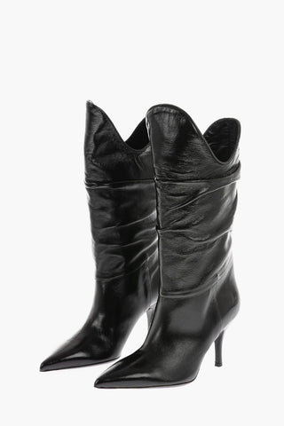 8 cm Pointed Leather Boots