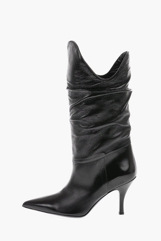 8 cm Pointed Leather Boots