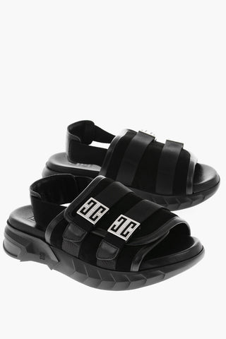 Suede Leather MARSHMALLOW Platform Sandals with Logoed Double Buckle