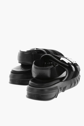 Suede Leather MARSHMALLOW Platform Sandals with Logoed Double Buckle