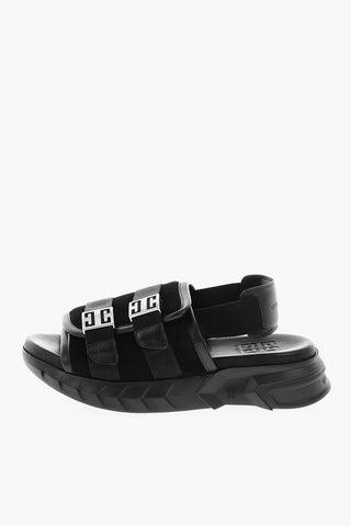Suede Leather MARSHMALLOW Platform Sandals with Logoed Double Buckle