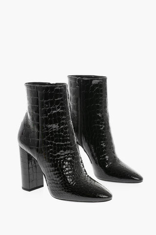 Croco Print AMAZZONIA Leather Booties 10cm