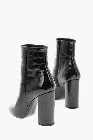 Croco Print AMAZZONIA Leather Booties 10cm