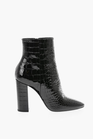 Croco Print AMAZZONIA Leather Booties 10cm