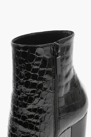 Croco Print AMAZZONIA Leather Booties 10cm