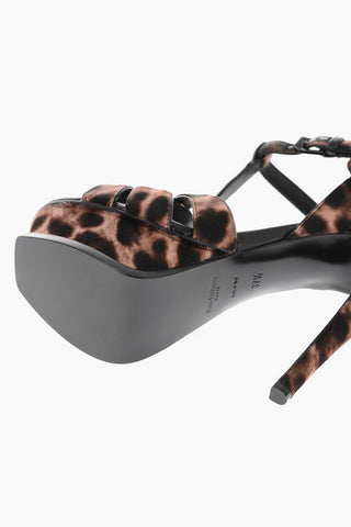 Ponyskin Sandals in Animalier Print 14cm