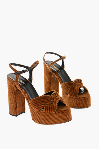 14 cm Heel Intertwined Corduroy Sandals