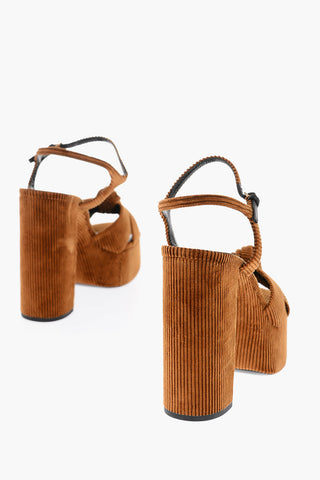 14 cm Heel Intertwined Corduroy Sandals