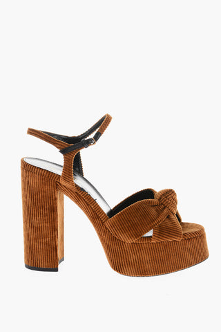14 cm Heel Intertwined Corduroy Sandals