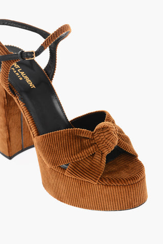 14 cm Heel Intertwined Corduroy Sandals