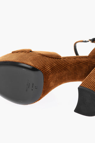 14 cm Heel Intertwined Corduroy Sandals