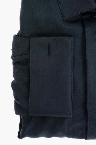 CERIMONIA Camicia Slim Fit in Seta con Abbottonatura Nascosta