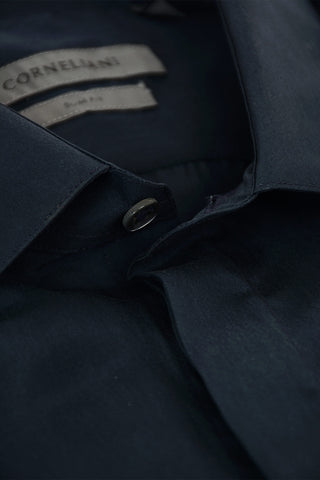 CERIMONIA Camicia Slim Fit in Seta con Abbottonatura Nascosta