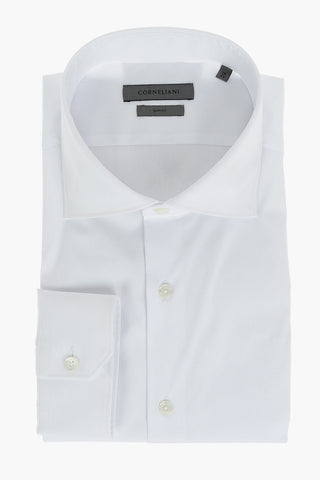 Standard Collar Popeline Cotton Blend Slim Fit Shirt