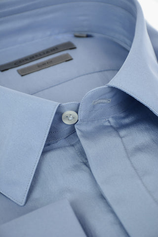 CERIMONIA Camicia Slim Fit in Seta con Abbottonatura Nascosta