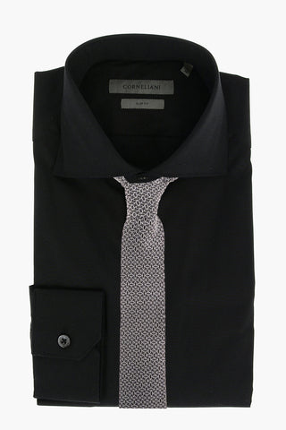 Poplin Cotton-blend Slim Fit Shirt with Standard Collar