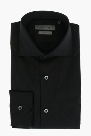 Poplin Cotton-blend Slim Fit Shirt with Standard Collar