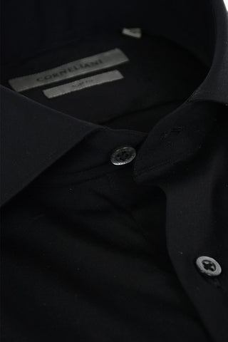 Poplin Cotton-blend Slim Fit Shirt with Standard Collar