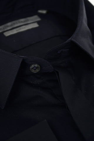 CERIMONIA Popeline Cotton Blend Slim Fit Shirt with Handkerchief