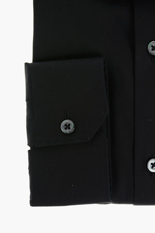 Poplin Cotton-blend Slim Fit Shirt with Standard Collar
