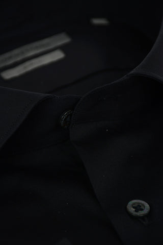 Poplin Cotton-blend Slim Fit Shirt with Standard Collar