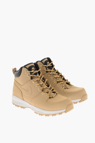 Solid Color Leather MANOA Combat Boots with Track Sole