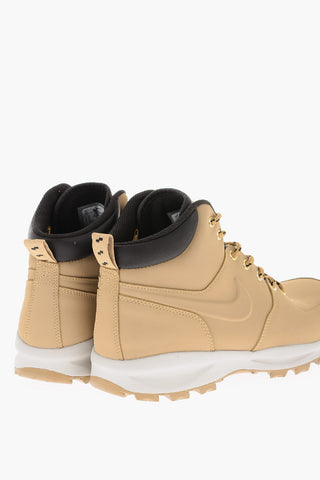 Solid Color Leather MANOA Combat Boots with Track Sole