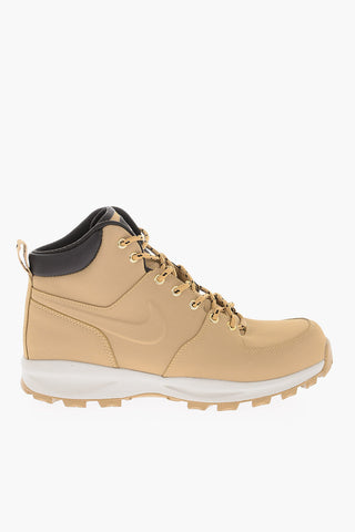 Solid Color Leather MANOA Combat Boots with Track Sole