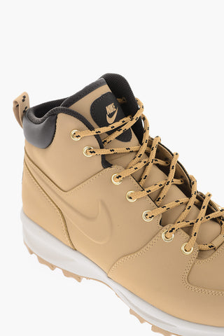Solid Color Leather MANOA Combat Boots with Track Sole