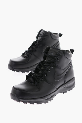 Solid Color Leather MANOA Combat Boots with Track Sole