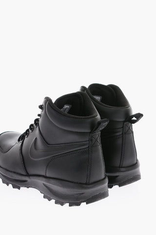 Solid Color Leather MANOA Combat Boots with Track Sole