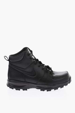 Solid Color Leather MANOA Combat Boots with Track Sole