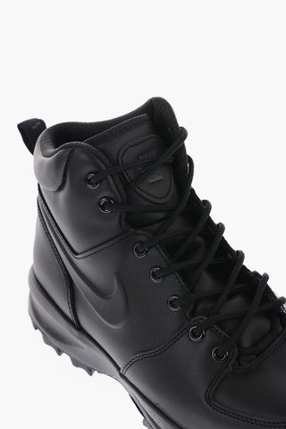 Solid Color Leather MANOA Combat Boots with Track Sole