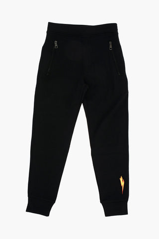 Zipped Pocket BOLT FLAME Joggers with Patch