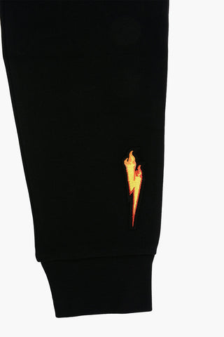 Zipped Pocket BOLT FLAME Joggers with Patch