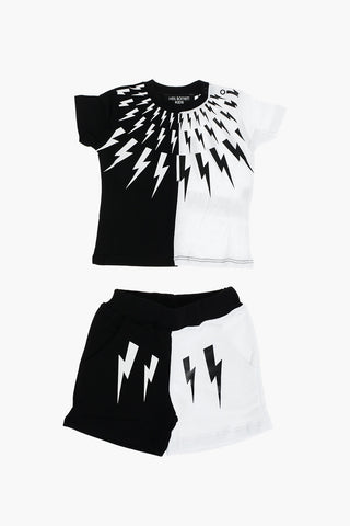 Set Shorts e T-Shirt HALF FAIR-ISLE in Cotone Garzato