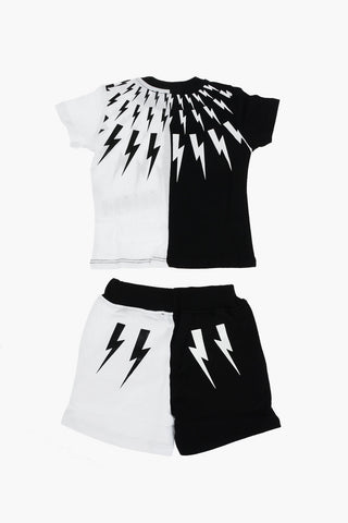 Set Shorts e T-Shirt HALF FAIR-ISLE in Cotone Garzato