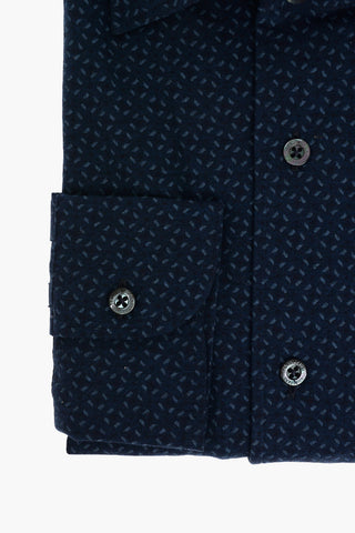 Standard Collar Geometric Patterned Cotton Shirt