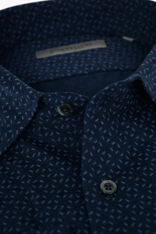 Standard Collar Geometric Patterned Cotton Shirt
