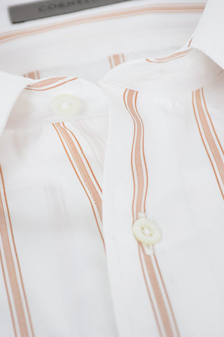 Bayadere Motif Popeline Cotton Shirt