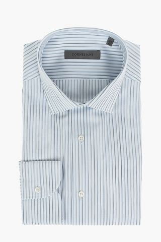 Balanced Stripe Patterned Popeline Cotton Shirt
