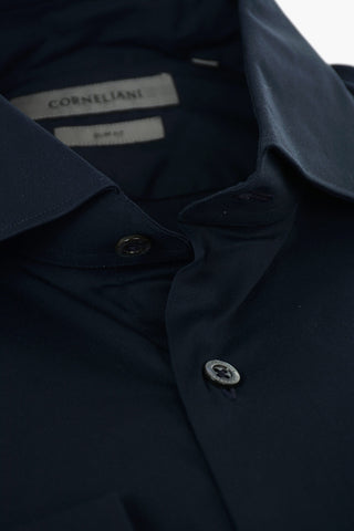 Standard Collar Slim Fit Popeline Cotton Blend Shirt