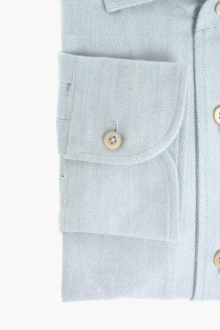 ID Camicia in Flanella di Cotone Bird's Eye con Collo Francese