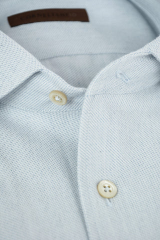 ID Camicia in Flanella di Cotone Bird's Eye con Collo Francese